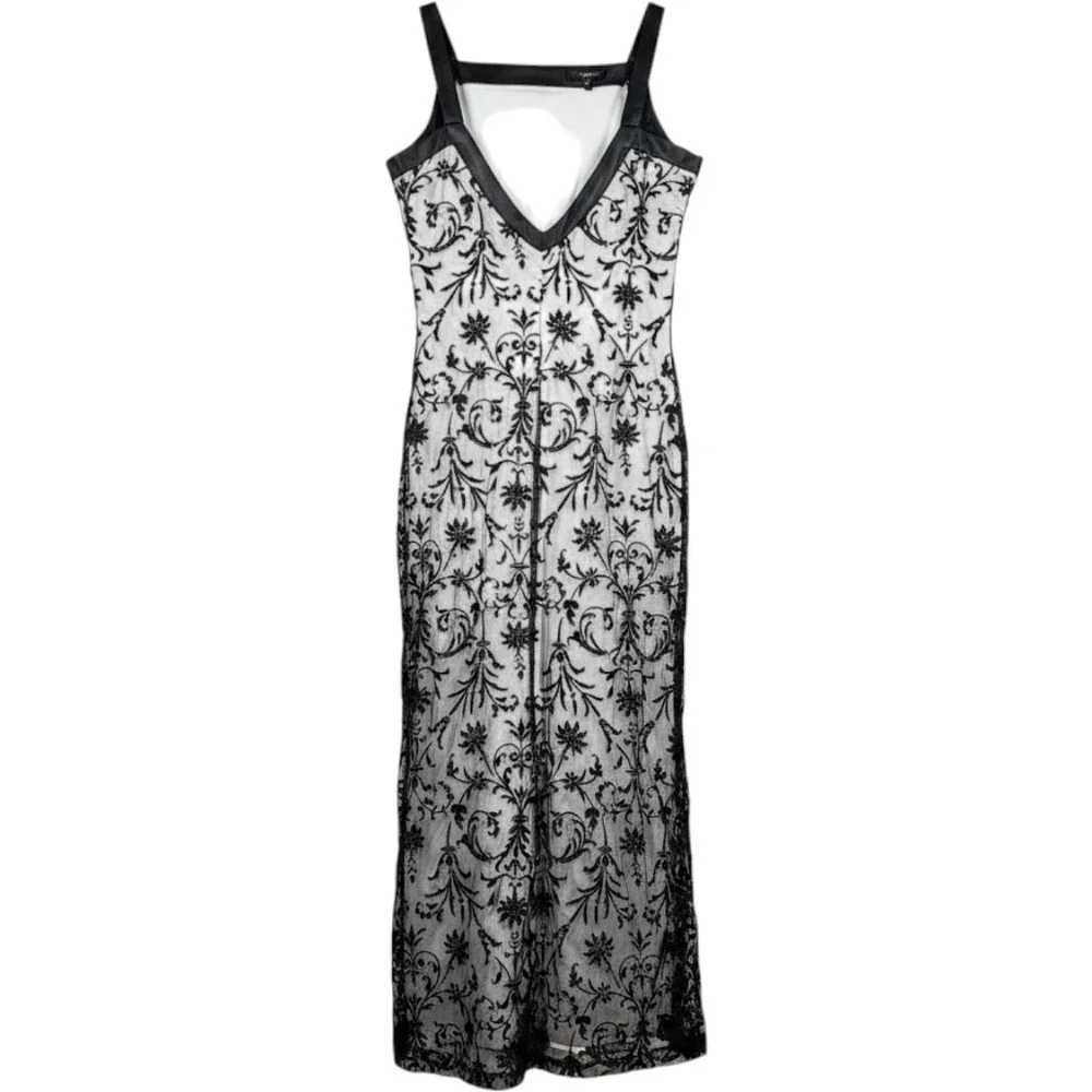 Fiorlini Black Burnout Velvet Maxi Dress Black Whimsygoth Dark Romance 10 READ - Picture 2 of 8